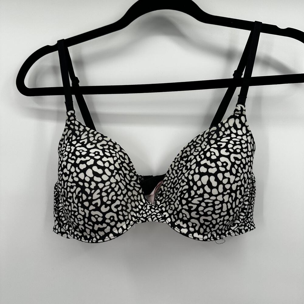 Victoria Secret Perfect Coverage Bra Womens‎ 34C Black Animal Print Underwire